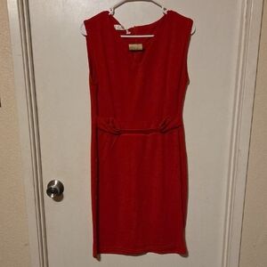 Chic Red Midi Dress with Belt